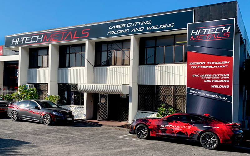 Image showing a Hi-Tech Metals fleet vehicle, parked outside their building in East Tamaki, Auckland